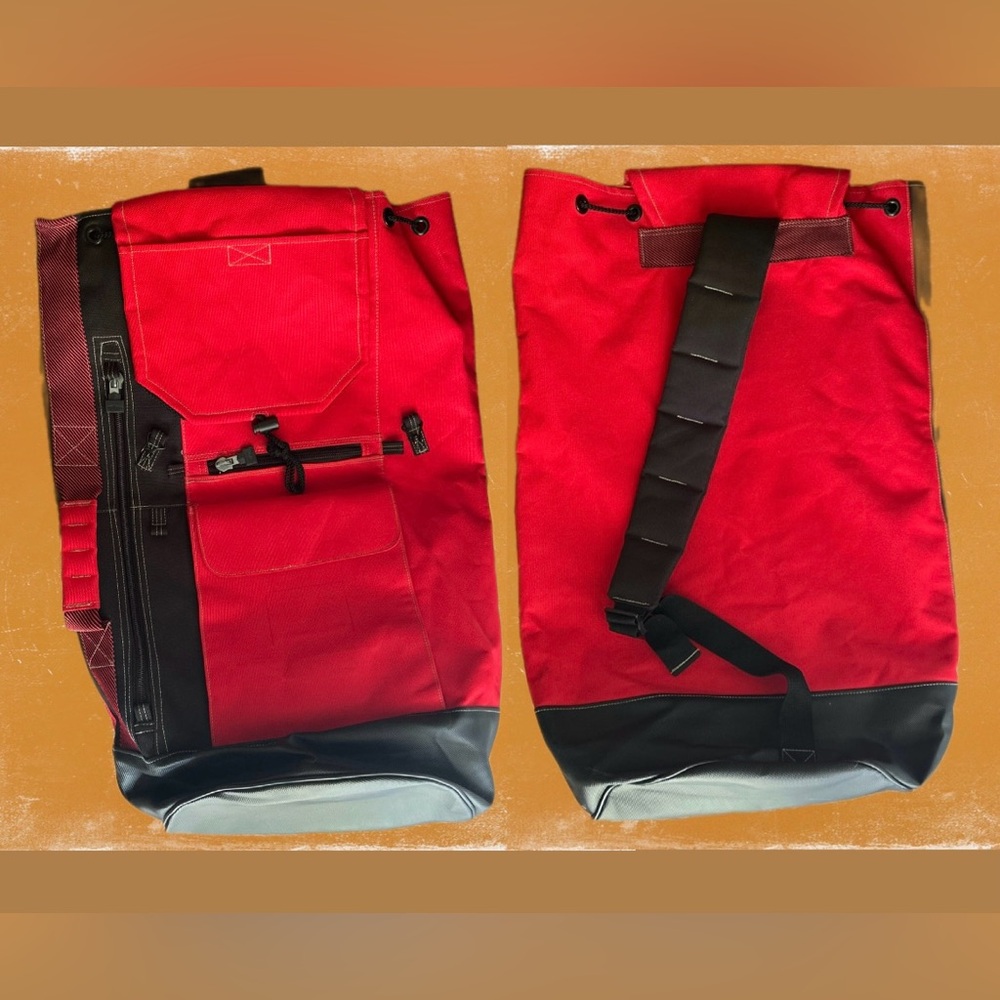 VTG 90s Marlboro UnlimitedDrawstringRed Duffel ShoulderWaterproof Backpack Large
